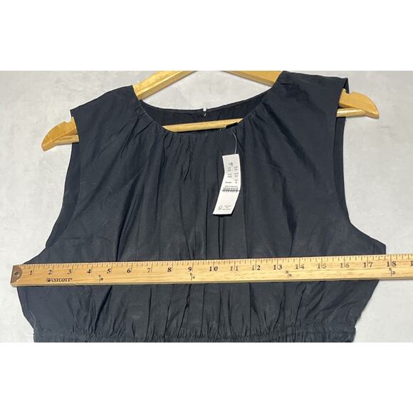 Hyacinth Dress in Cotton Poplin Medium Black Midi Smocked A Line Classic Modest - Picture 7 of 12